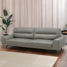 Sofá Decorativo Ashton 3 Lugares Sala de estar 256cm Pés em Aço Couro Grafite G88 - Gran Belo Sofá Decorativo Ashton 3 Lugares Sala de estar 256cm Pés em Aço Couro Grafite G88 - Gran Belo