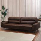 Sofá Decorativo Ashton 3 Lugares Sala de estar 256cm Pés em Aço Couro Marrom Chocolate G88 - Gran Belo Sofá Decorativo Ashton 3 Lugares Sala de estar 256cm Pés em Aço Couro Marrom Chocolate G88 - Gran Belo