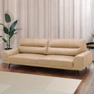 Sofá Decorativo Ashton 3 Lugares Sala de estar 256cm Pés em Aço Couro Nude G88 - Gran Belo Sofá Decorativo Ashton 3 Lugares Sala de estar 256cm Pés em Aço Couro Nude G88 - Gran Belo