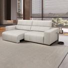 Sofá Decorativo Barbosa 3 Lugares Sala de estar 250cm Reclinável e Retrátil Couro Off White G88 - Gran Belo