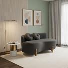 Sofá Decorativo Curvo Orgânico Living Boucle Cinza Escuro - Montanaris Decor