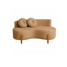 Sofá Decorativo Curvo Orgânico Living Suede Cappuccino - Montanaris Decor