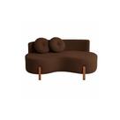 Sofá Decorativo Curvo Orgânico Living Suede Marrom - Montanaris Decor