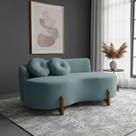 Sofá Decorativo Curvo Orgânico Living Veludo Azul Turquesa - Montanaris Decor