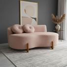 Sofá Decorativo Curvo Orgânico Living Veludo Rosê - Montanaris Decor