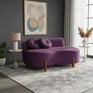 Sofá Decorativo Curvo Orgânico Living Veludo Roxo - Montanaris Decor