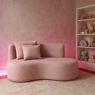 Sofá Decorativo Curvo Orgânico Nature Gaia Boucle Rosê - Montanaris Decor