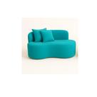 Sofá Decorativo Curvo Orgânico Nature Gaia Suede Azul Turquesa - Montanaris Decor