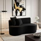 Sofá Decorativo Curvo Orgânico Nature Gaia Suede Preto - Montanaris Decor