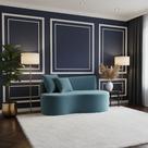 Sofá Decorativo Curvo Orgânico Nature Gaia Veludo Azul Turquesa - Montanaris Decor