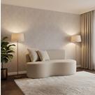 Sofá Decorativo Curvo Orgânico Nature Gaia Veludo Bege - Montanaris Decor