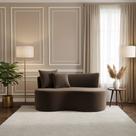 Sofá Decorativo Curvo Orgânico Nature Gaia Veludo Marrom - Montanaris Decor