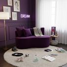 Sofá Decorativo Curvo Orgânico Nature Gaia Veludo Roxo - Montanaris Decor