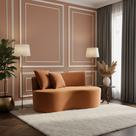 Sofá Decorativo Curvo Orgânico Nature Gaia Veludo Terracota - Montanaris Decor