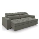 Sofá Decorativo Hugo 4 Lugares 300cm Reclinável e Retrátil Veludo Cinza G45 - Gran Belo