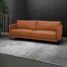 Sofá Decorativo Karine 3 Lugares Sala de estar 210cm Pés em Aço Couro Conhaque G88 - Gran Belo Sofá Decorativo Karine 3 Lugares Sala de estar 210cm Pés em Aço Couro Conhaque G88 - Gran Belo