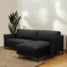 Sofá Decorativo Karine 3 Lugares Sala de estar 230cm com Chaise Pés em Aço Couro Preto G88 - Gran Belo Sofá Decorativo Karine 3 Lugares Sala de estar 230cm com Chaise Pés em Aço Couro Preto G88 - Gran Belo