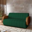 Sofá Decorativo Living Sala de Estar Bornéu 168cm pés de Madeira PU/Veludo Caramelo/Verde G33 - Gran Belo