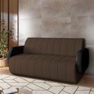 Sofá Decorativo Living Sala de Estar Bornéu 188cm pés de Madeira PU/Veludo Preto/Marrom G33 - Gran Belo