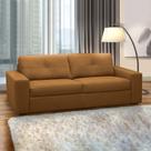 Sofá Decorativo Mendes 3 Lugares Sala de estar 235cm Pés em Madeira Couro Caramelo G88 - Gran Belo Sofá Decorativo Mendes 3 Lugares Sala de estar 235cm Pés em Madeira Couro Caramelo G88 - Gran Belo