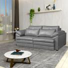 Sofá Decorativo Piece Bipartido Retrátil Sala de Estar 250cm Couro Cinza G58 - Gran Belo