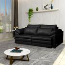 Sofá Decorativo Piece Bipartido Retrátil Sala de Estar 250cm Couro Preto G58 - Gran Belo Sofá Decorativo Piece Bipartido Retrátil Sala de Estar 250cm Couro Preto G58 - Gran Belo