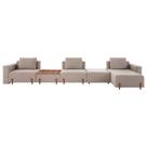 Sofá Decorativo Pierre 5 Módulos Linho Bege/Noce G66 - Gran Belo