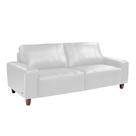 Sofá Decorativo Sala de Estar Asgand 3 Lugares 200cm Couro Branco - Mozzelar Sofá Decorativo Sala de Estar Asgand 3 Lugares 200cm Couro Branco - Mozzelar