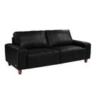 Sofá Decorativo Sala de Estar Asgand 3 Lugares 220cm Couro Preto - Mozzelar Sofá Decorativo Sala de Estar Asgand 3 Lugares 220cm Couro Preto - Mozzelar