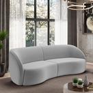 Sofá Decorativo Sala de Estar Bipartido 288cm Clarke Veludo Cinza G45 - Gran Belo