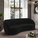 Sofá Decorativo Sala de Estar Bipartido 318cm Clarke Veludo Preto G45 - Gran Belo