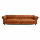 Sofá Decorativo Sala de Estar Chesterfield 3 Lugares 200cm Couro Conhaque - Mozzelar