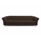 Sofá Decorativo Sala de Estar Chesterfield 3 Lugares 200cm Couro Marrom - Mozzelar