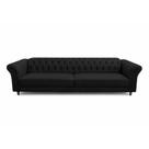 Sofá Decorativo Sala de Estar Chesterfield 4 Lugares 240cm Couro Preto - Mozzelar