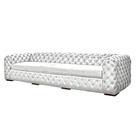 Sofá Decorativo Sala de Estar Duquesa 4 Lugares 240cm Couro Branco - Mozzelar