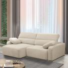 Sofá Decorativo Sala de Estar Ibiza 3 Lugares 220cm Reclinável e Retrátil Bouclê Bege Claro G89 - Gran Belo