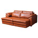 Sofá Decorativo Sala de Estar Marselha Retratil 3 Lugares 215cm Couro Conhaque - Mozzelar