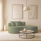 Sofá Design Robusto Elegante Curvo Bouclé Verde