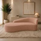 Sofá Divã Orgânico Charlotte Sala 180cm Bouclé Azul Marinho Cor:RoseDesenho do tecido:Liso Rose