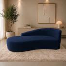 Sofá Divã Orgânico Charlotte Sala 200cm Bouclé Azul Marinho