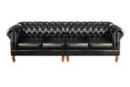 Sofá Dom Pedro Chesterfield Modulado 4 Lugares Decoração Sara Recepção Preto