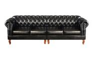 Sofá Dom Pedro Chesterfield Modulado 4 Lugares Decoração Sara Recepção Preto