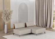 Sofá Dream Box Com Chaise Moderno Modular 2,0m Bege com Encosto Terracota Rede Móveis