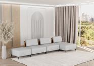 Sofá Dream Box com Chaise Moderno Modular 4,0m Cinza com Encosto Terracota Rede Móveis