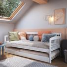 Sofá e Cama Auxiliar Andover de Madeira Maciça com Lastro Branco