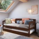 Sofá e Cama Auxiliar Andover de Madeira Maciça com Lastro Marrom Walnut