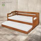 Sofá E Cama Solteiro Auxiliar De Madeira Maciça Atraente Castanha Sofá E Cama Solteiro Auxiliar De Madeira Maciça Atraente Castanha