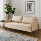 Sofá Elegance 2 Lugares 1,40m Linho Bege Recepção Consultório Clean Moderno - LV