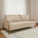 Sofá Elegance 2 Lugares 180 cm Estofado em Linho Premium Pé Madeira Recepção Consultório Clean Moderno