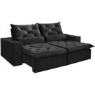 Sofá Elegance 3 Lugares Retrátil e Reclinável com Tecido Veludo de 200cm Cor Preto